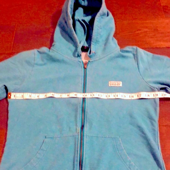 Patagonia Women’s Organic Cotton Full Zip Hooded Sweatshirt Sz Small Turquoise - Picture 10 of 13